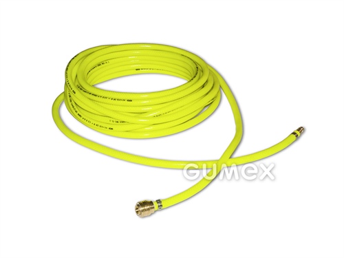 HI-VIS Kompressor-Schlauch mit Endstücken, 8/13,5mm, Länge 10m, Kupplung+Nippel ES, 15bar, PVC, gelb, 